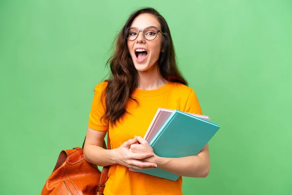 Young Student Caucasian Woman Isolated Background Surprise Facial Expression — Stockfoto