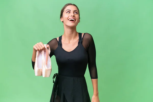 Young Pretty Uruguayan Woman Practicing Ballet Isolated Background Laughing — Stock Photo, Image