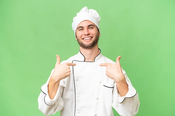 Jonge Knappe Chef Kok Geïsoleerde Achtergrond Trots Zelfvoldaan — Stockfoto