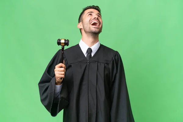 Judge Caucasian Man Isolated Background Laughing — Stock Photo, Image