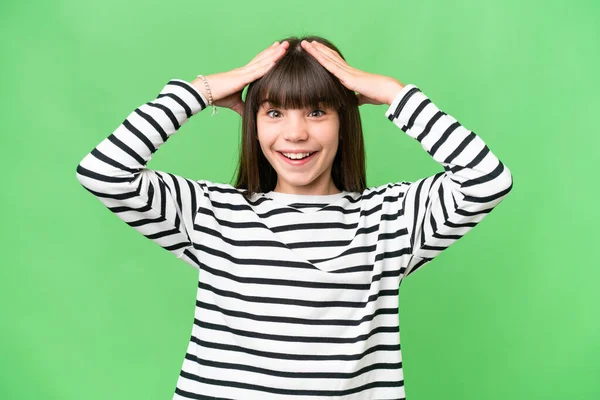 Little Caucasian Girl Isolated Background Surprise Expression — Stock Photo, Image