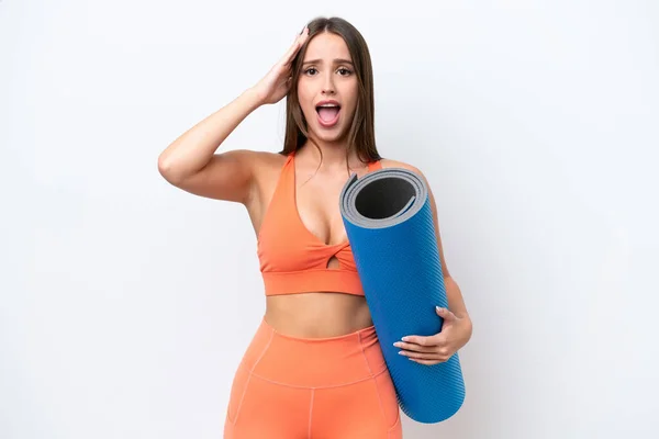 Joven Mujer Deportiva Hermosa Que Clases Yoga Mientras Sostiene Una —  Fotos de Stock