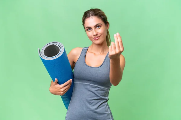 Bella Giovane Donna Sportiva Uruguaiana Che Lezioni Yoga Mentre Tiene — Foto Stock