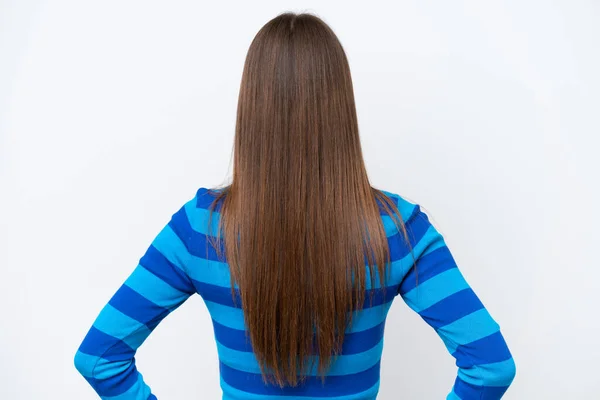 Junge Hübsche Kaukasische Frau Isoliert Auf Weißem Hintergrund Rückenlage — Stockfoto