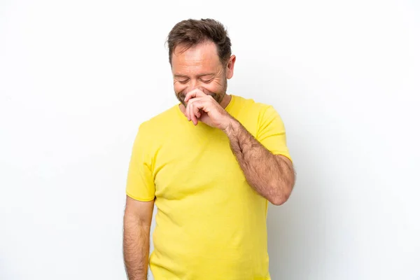 Middle Age Caucasian Man Isolated White Background Laughing — Stock Photo, Image