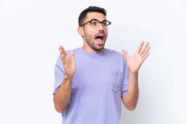 Young Caucasian Man Isolated White Background Surprise Facial Expression — Stock Photo, Image