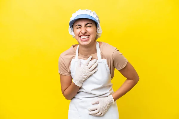 Fishwife Woman Isolated Background Smiling Lot — Foto Stock