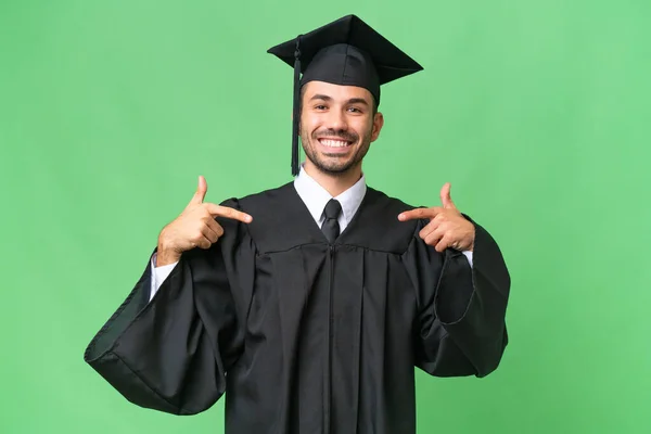 Young University Graduate Man Isolated Background Proud Self Satisfied — Stock Photo, Image