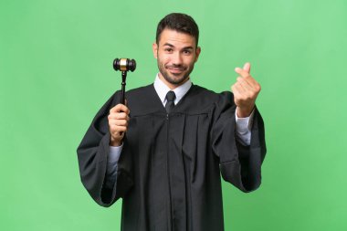 İzole edilmiş geçmişi olan beyaz bir yargıç para hareketi yapıyor.