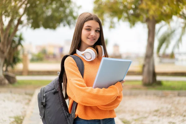 Young Student Girl Isolated Background Smiling Lot — Stock Photo, Image