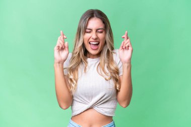 Genç Uruguaylı kadın izole edilmiş geçmişinde şans diliyor.