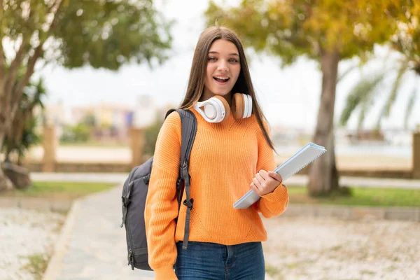 Young Student Girl Isolated Background Surprise Shocked Facial Expression — Stock Photo, Image