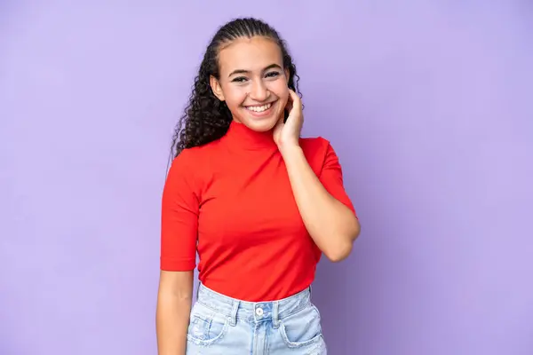 Young Woman Isolated Purple Background Laughing —  Fotos de Stock