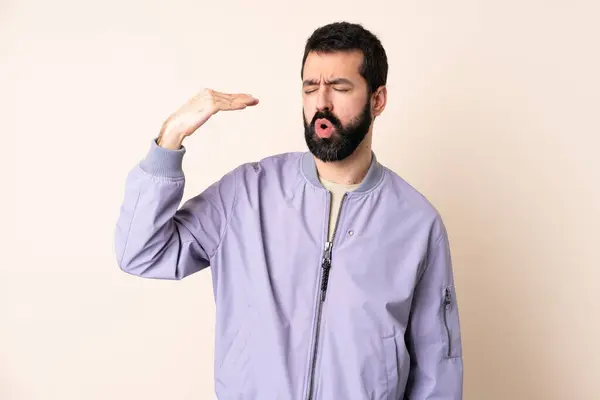 Caucasian Man Beard Wearing Jacket Isolated Background Tired Sick Expression — Stock Photo, Image