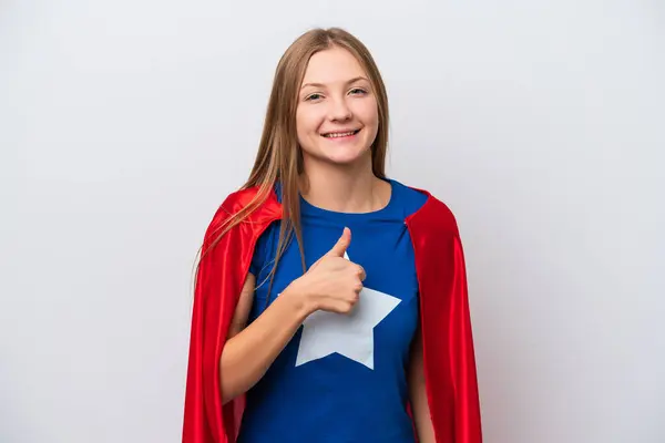 Süper Kahraman Rus Kadın Beyaz Arka Planda Izole Edilmiş Bir — Stok fotoğraf