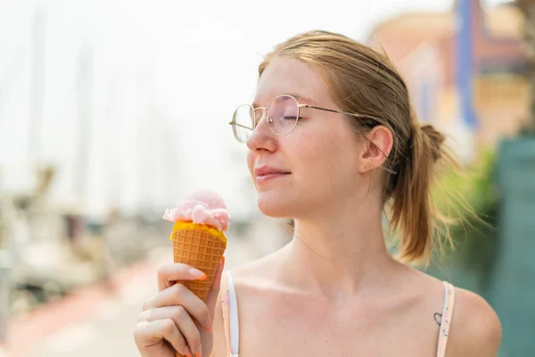 Young French Girl Glasses Outdoors — Stock Photo, Image