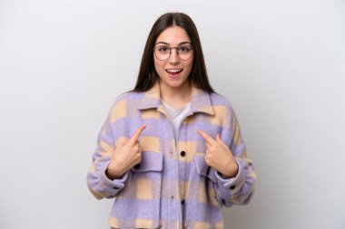 Young girl isolated on white background with surprise facial expression