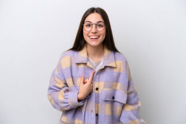 Young girl isolated on white background with surprise facial expression
