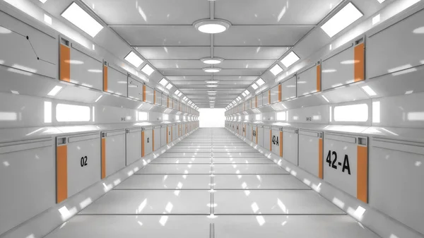 Vykreslování Futuristický Interiér Koridor — Stock fotografie