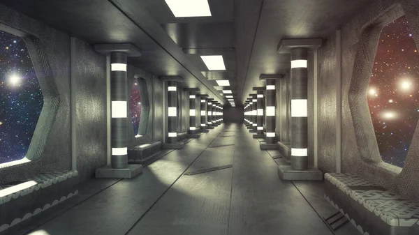 Render Futuristisk Interiör Korridor — Stockfoto