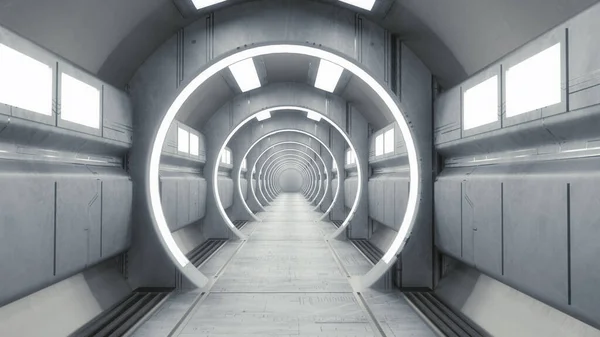 Render Futuristic Interior Corridor — Stok Foto