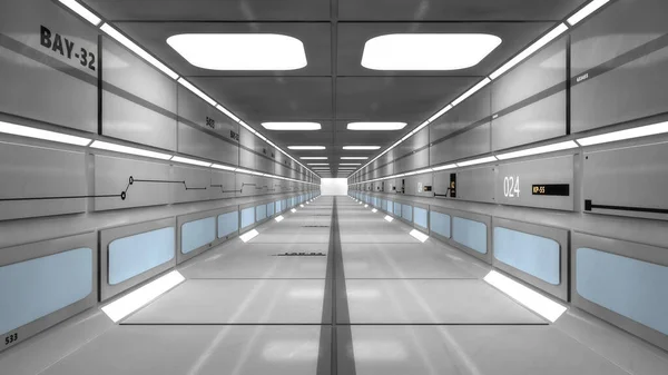 Render Futuristisk Interiör Korridor — Stockfoto