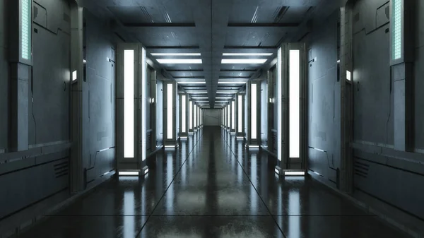 Render Futurisztikus Belső Folyosón — Stock Fotó