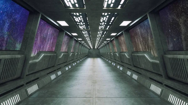 Render Futuristische Interieur Corridor — Stockfoto