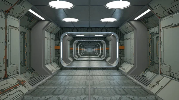Rendering Futuristischen Innenraum Korridor — Stockfoto