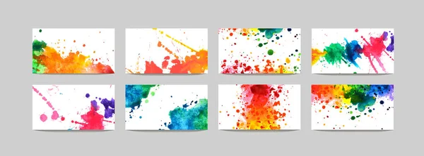 Vector Template Rainbow Watercolor Splash Design Postcard Social Media Banner — Stock Vector