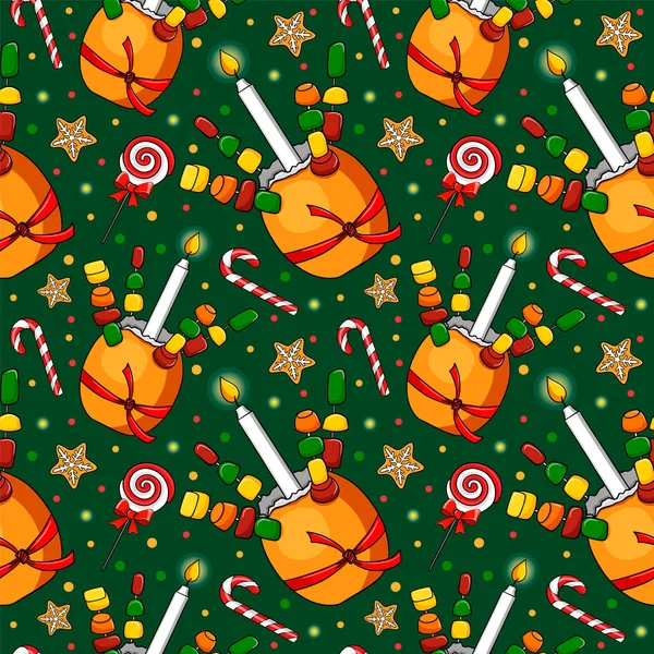 Christingle Symbol Tradition Feiern Weihnachten Großbritannien Orange Und Kerze Nahtloses — Stockvektor