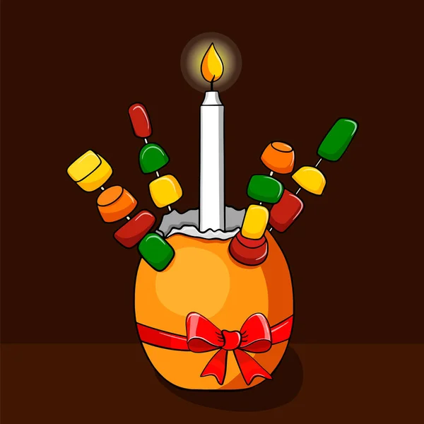 Symbole Christingle Tradition Célébrer Noël Grande Bretagne Orange Bougie Illustration — Image vectorielle