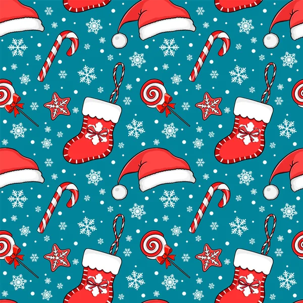 Modèle Sans Couture Noël Pour Emballage Cadeau Conception Textile — Image vectorielle