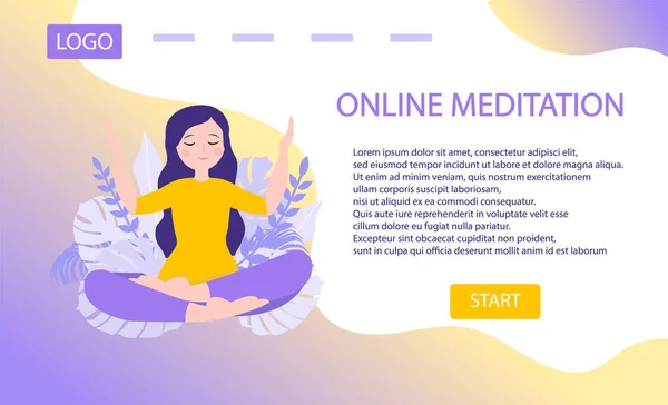Веб Страница Искушение Онлайн Посредничества Йоги — стоковый вектор