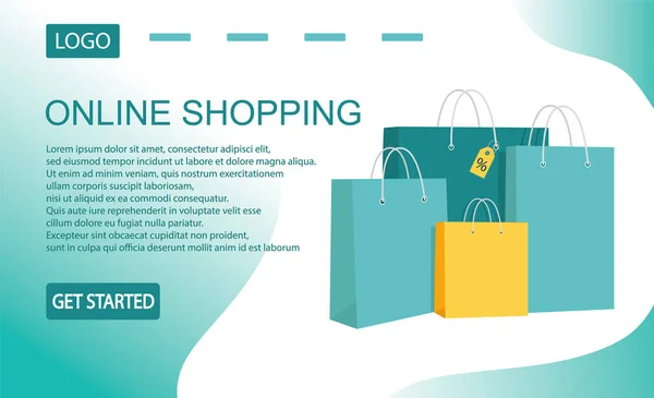 Modello Vettoriale Pagina Web Concetto Commercio Elettronico Shopping Online — Vettoriale Stock
