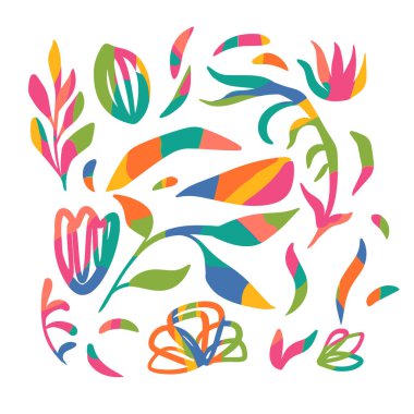 Soyut gökkuşağı çiçekli elementler. Asgari modern