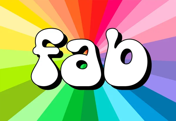 Fab Word Retro Typography Vector Rainbow Poster — Stock vektor