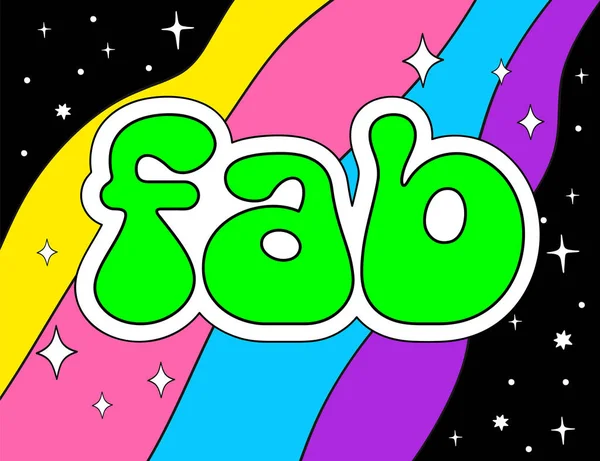 Fab Word Retro Typography Vector Rainbow Poster — Stockový vektor