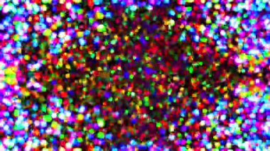 Titreyen ışıklı mercek parıltısıyla titreyen retro tarzı çerçeveli, hareketli, pırıl pırıl, statik bokeh ışıkları olan, neşeli, neşeli, Noel arkaplanı bokeh ışık parçacıklarının birleşik bir döngüsü videosu..