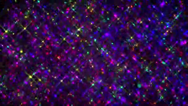 Vídeo Composto Várias Partículas Flutuantes Confete Coloridas Vibrantes Com Brilhos — Vídeo de Stock
