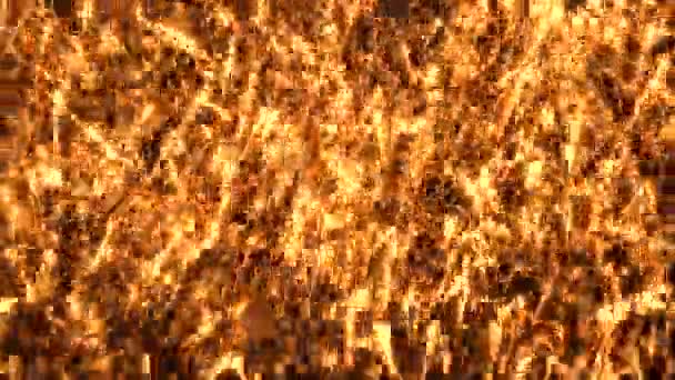 Ein Abstraktes Zusammengesetztes Video Aus Goldgelbem Licht Funkt Feuerwerkspartikel Die — Stockvideo