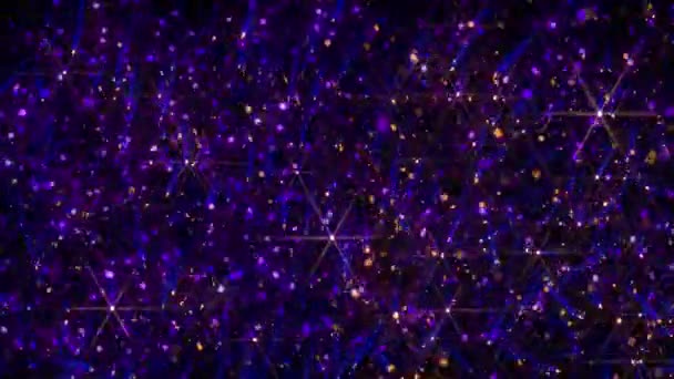 Composite Video Purple Gold Light Particles Trailing Random Falling Patterns — Stock Video