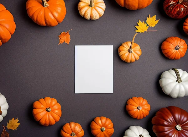 Bordo Bianco Ringraziamento Halloween Con Carta Bianca Centro — Foto Stock