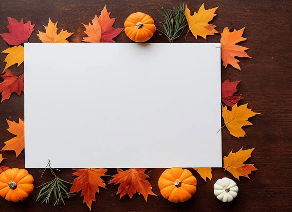 Bordo Bianco Ringraziamento Halloween Con Carta Bianca Centro — Foto Stock