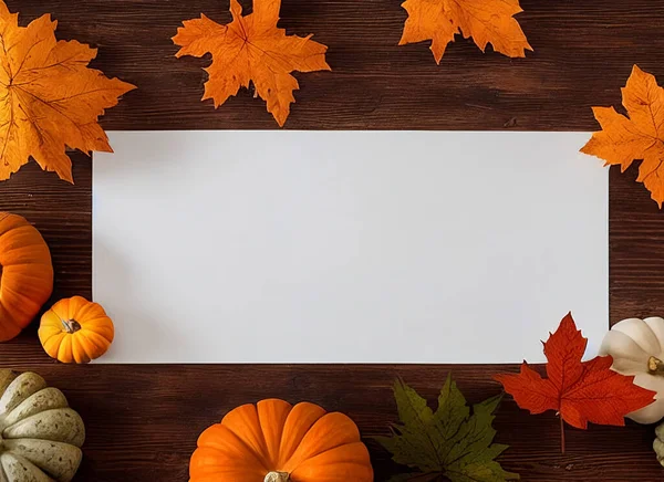 Leere Danksagung Halloween Bordüre Mit Weißem Papier Der Mitte lizenzfreie Stockbilder