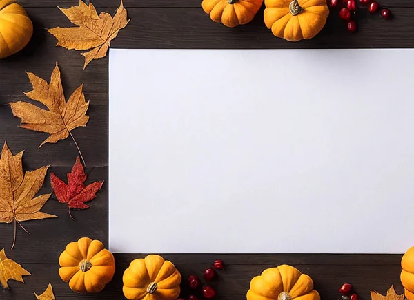 Blanco Thanksgiving Halloween Rand Met Wit Papier Het Midden Rechtenvrije Stockfoto's
