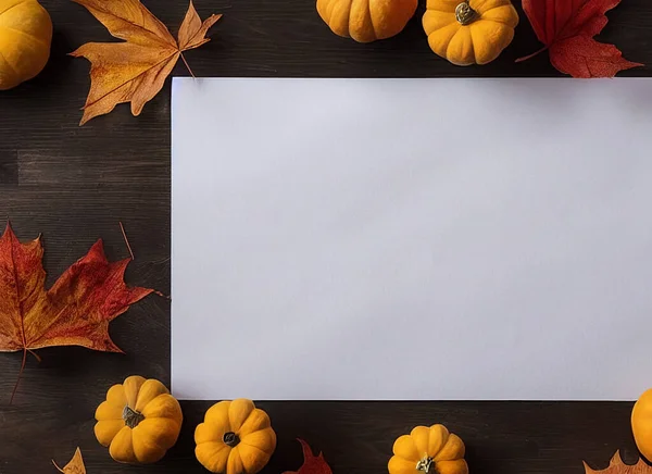 Blanco Thanksgiving Halloween Rand Met Wit Papier Het Midden Rechtenvrije Stockafbeeldingen