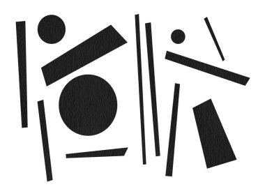Siyah kağıt geometrik şekiller izole edilmiş. Soyut sanat modern detay dokusu. Üstünlük biçimi.
