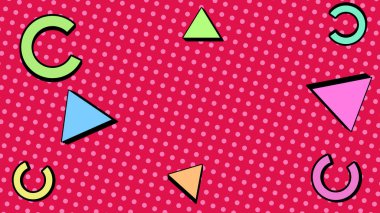 Soyut Retro tarzı 80 'ler-90' lar. Geometrik desen tasarımı. Çizgi roman sanatının yarım ton arkaplanı..