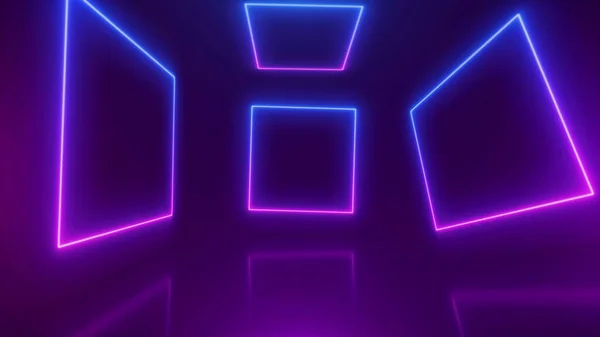 Neon Quadratische Form Rahmen Mit Glänzenden Effekten Mehrfarbig — Stockfoto